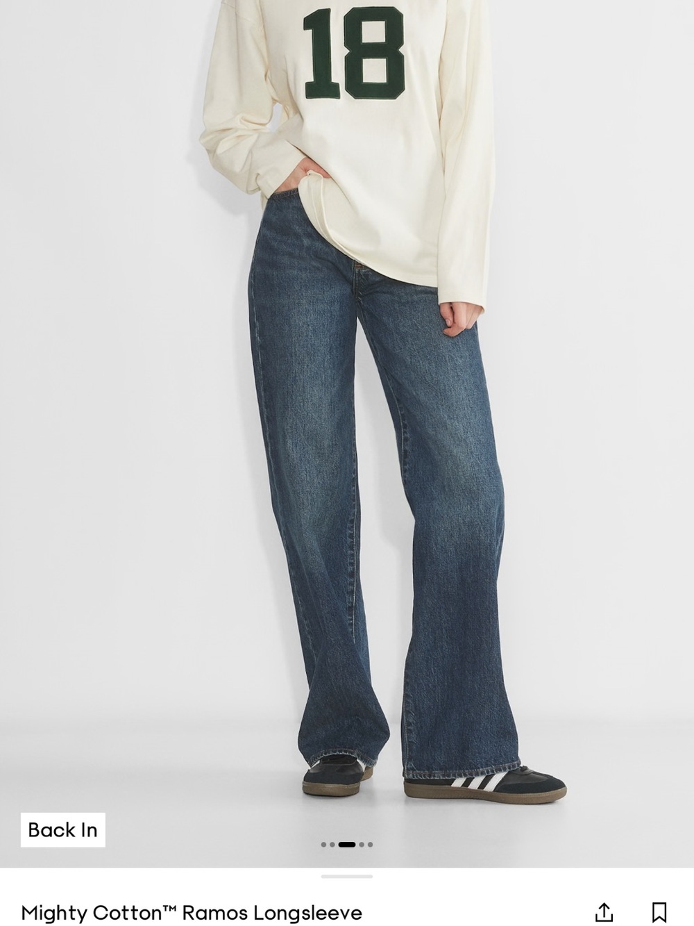 Aritzia Cream Long Sleeve Tee with Green '18' Graphic